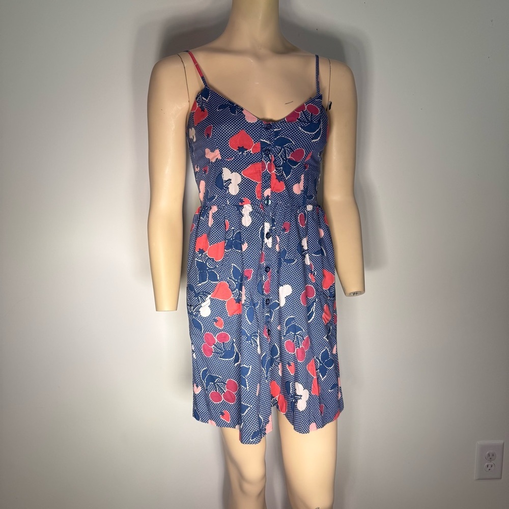 Cooperative Blue Cherry Strawberry‎ Sundress Women’s Small Pinup House Dress